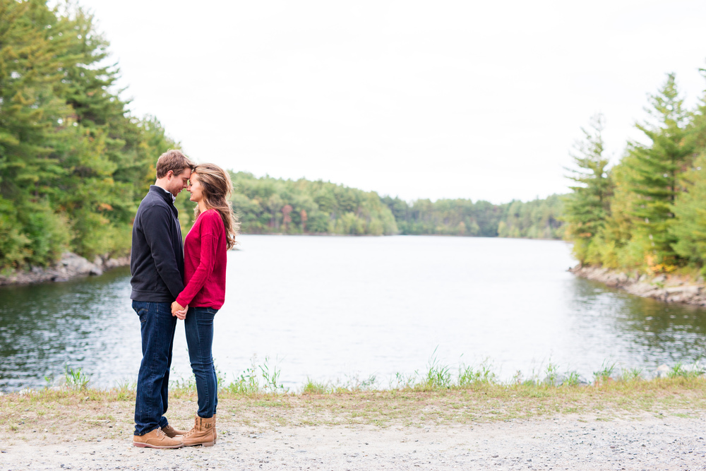 couple standing near water at Middlesex Fells