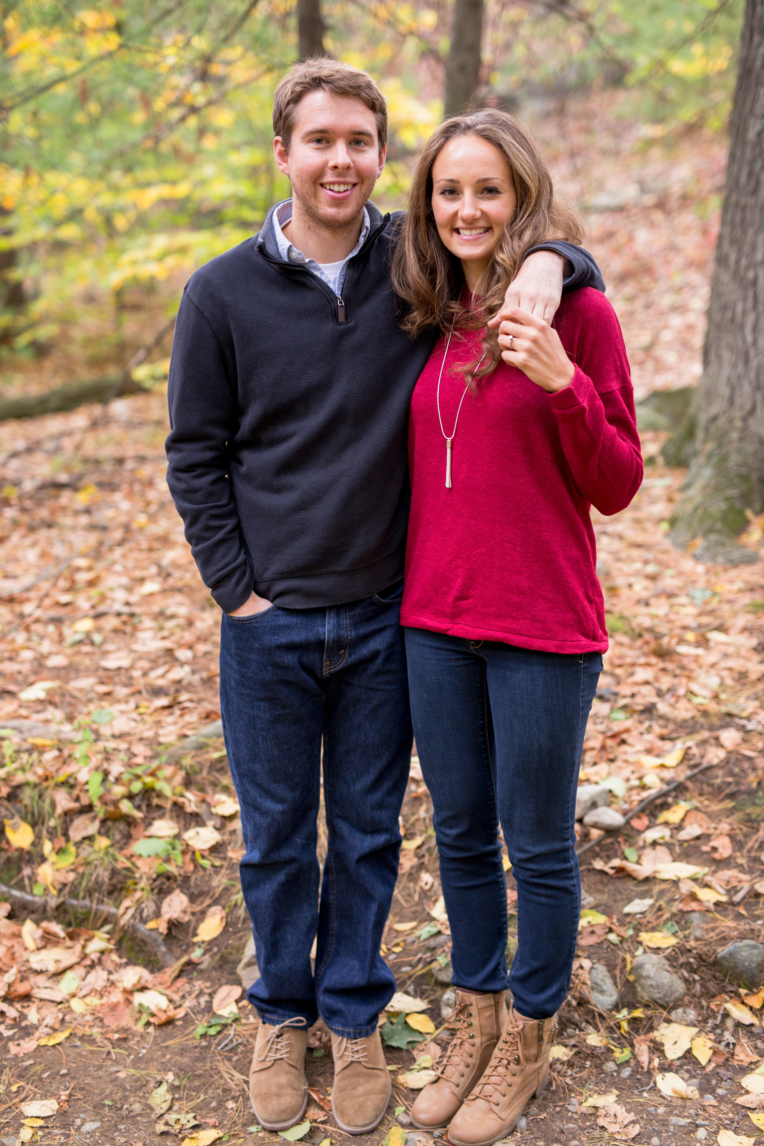 Couple standing together at the Middlesex Fells