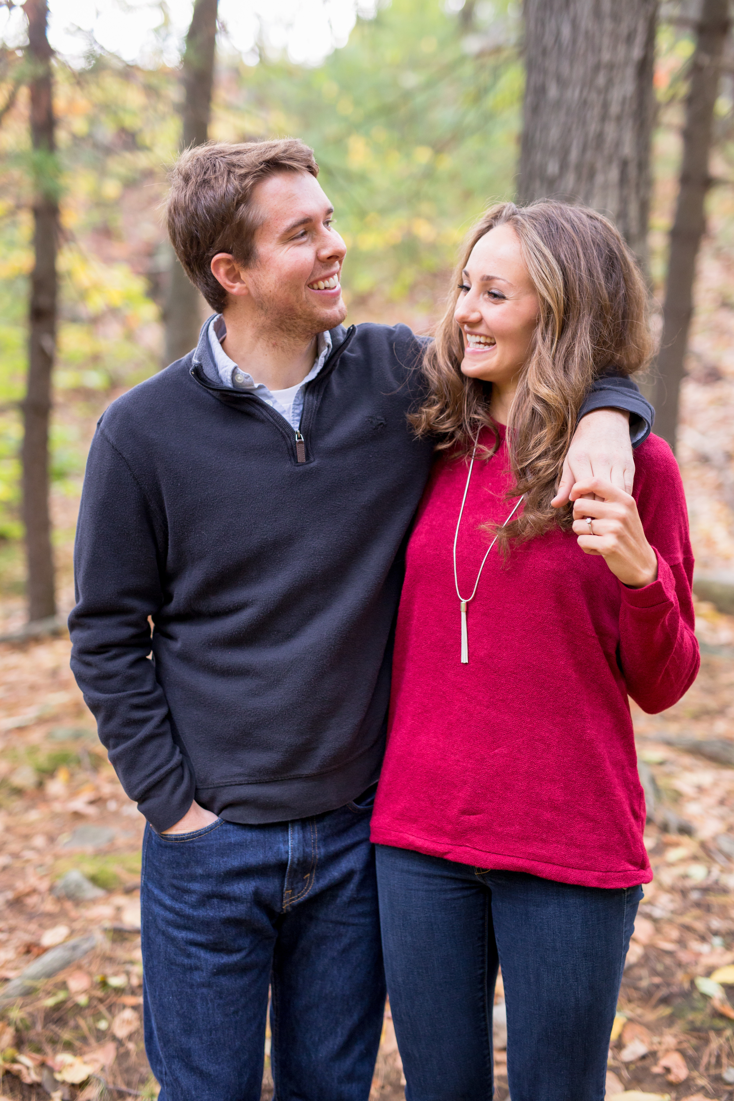 couple laughing in the Middlesex Fells