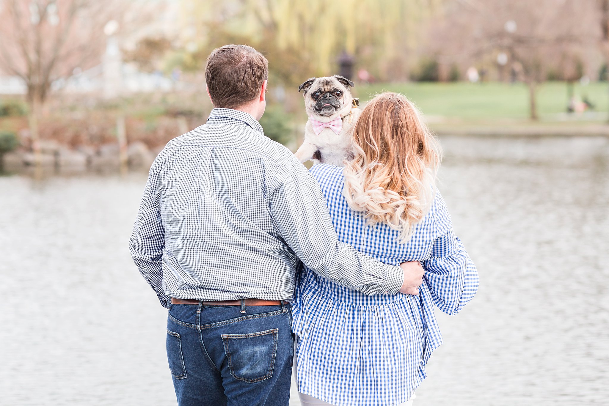 Couple in Boston Public Garden with Pug