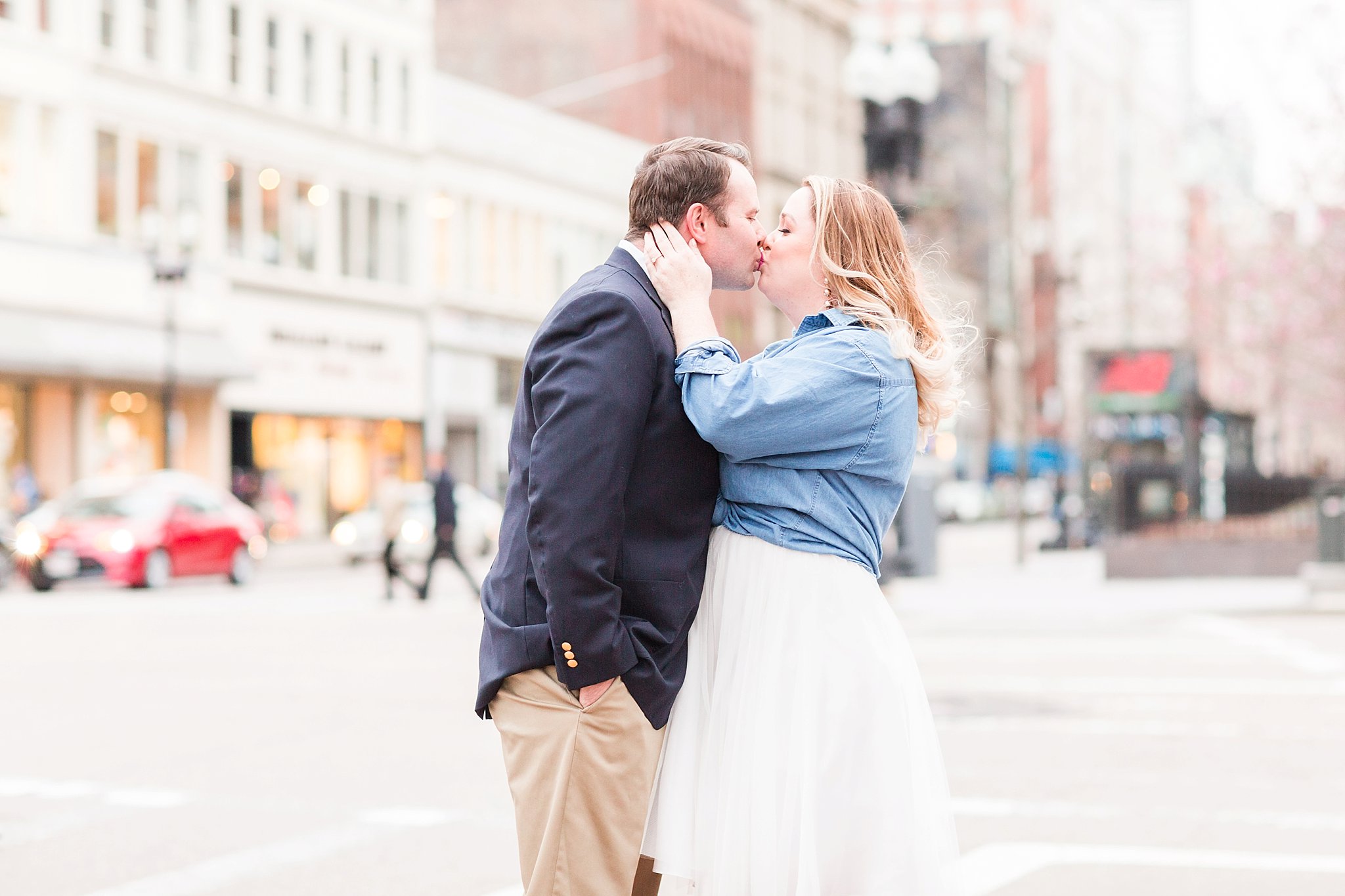 Downtown Boston Engagement Session Kissing Picture