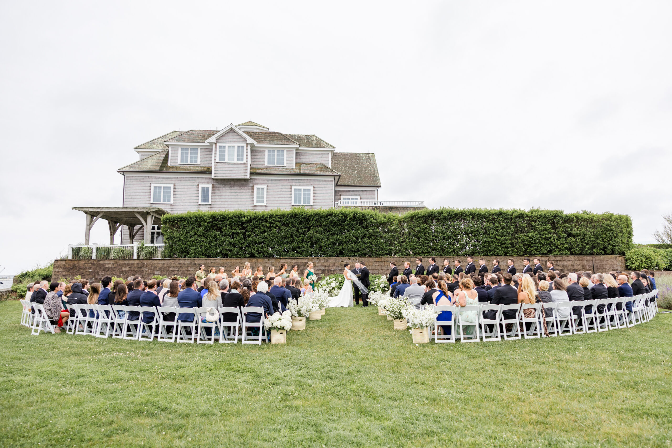Ceremony setup at coastal wedding venue in Cape Cod