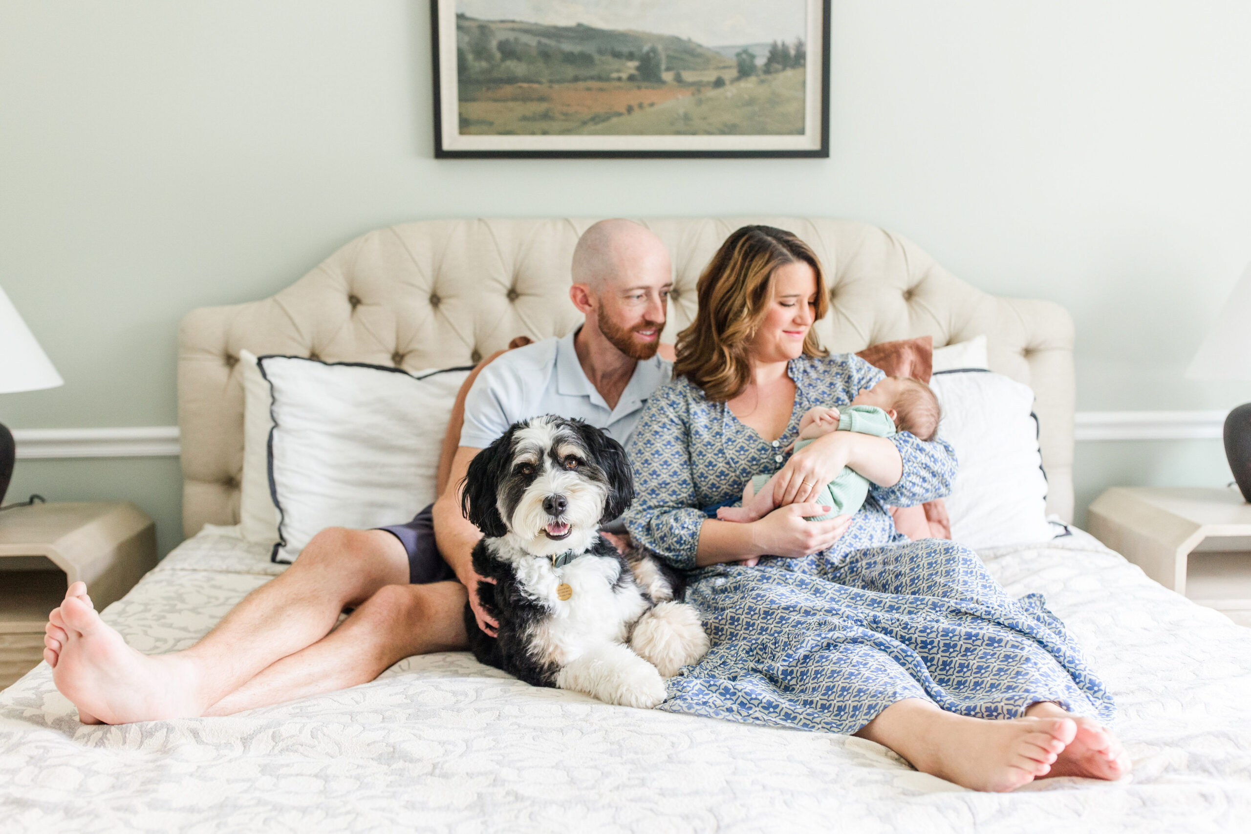 Family photo during a newborn photoshoot at home