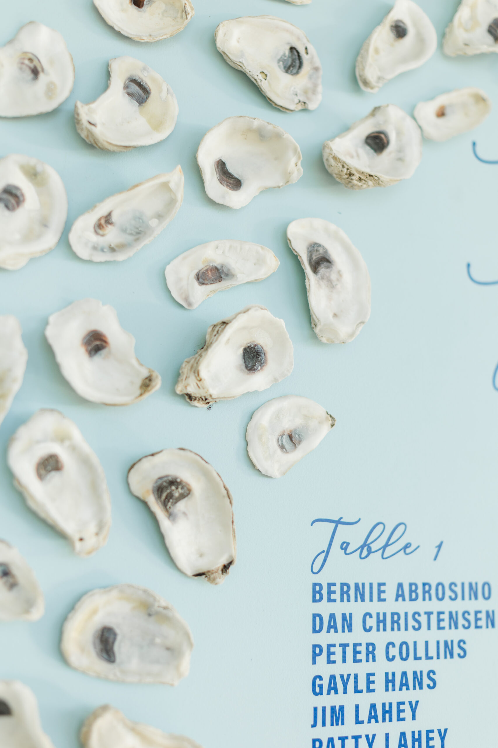 A coastal seating chart at a Wychmere Beach Club wedding